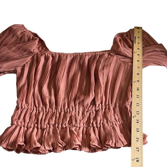 ASTR The Label Smocked Cropped Long Sleeve Bell Sleeve Top Women’s Small - Picture 6 of 9